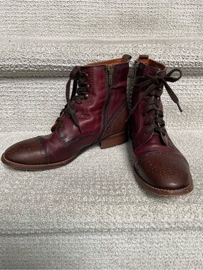 Pikolinos Vintage Brighton Rare Brogue Oxblood Brown Wingtip Booties Steampunk